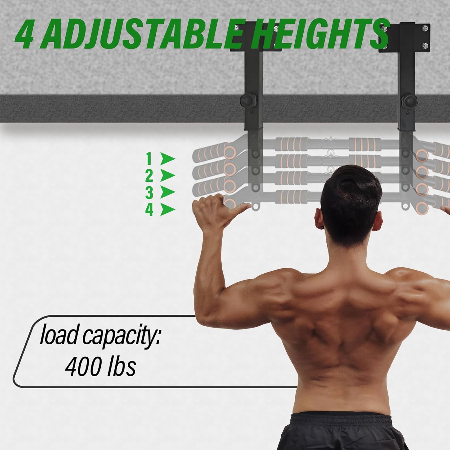 ptlsy Wall Mounted Pull Up Bar Multifunctional with Multi-grip Chin Up Bar Heavy Duty Dip Station for Home Gym Indoor Workout, Fitness Equipment, Dip Stand Supports to 440 Lbs