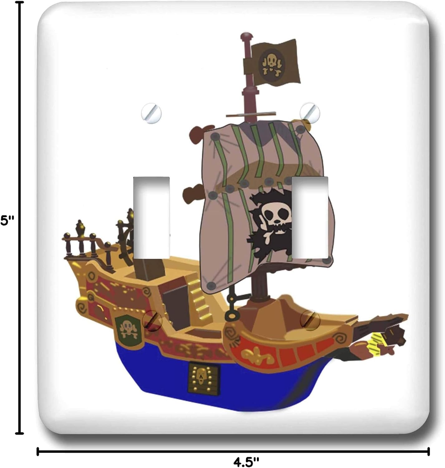3dRose LLC lsp_41710_2 Blue N Brown Pirate Ship, Double Toggle Switch