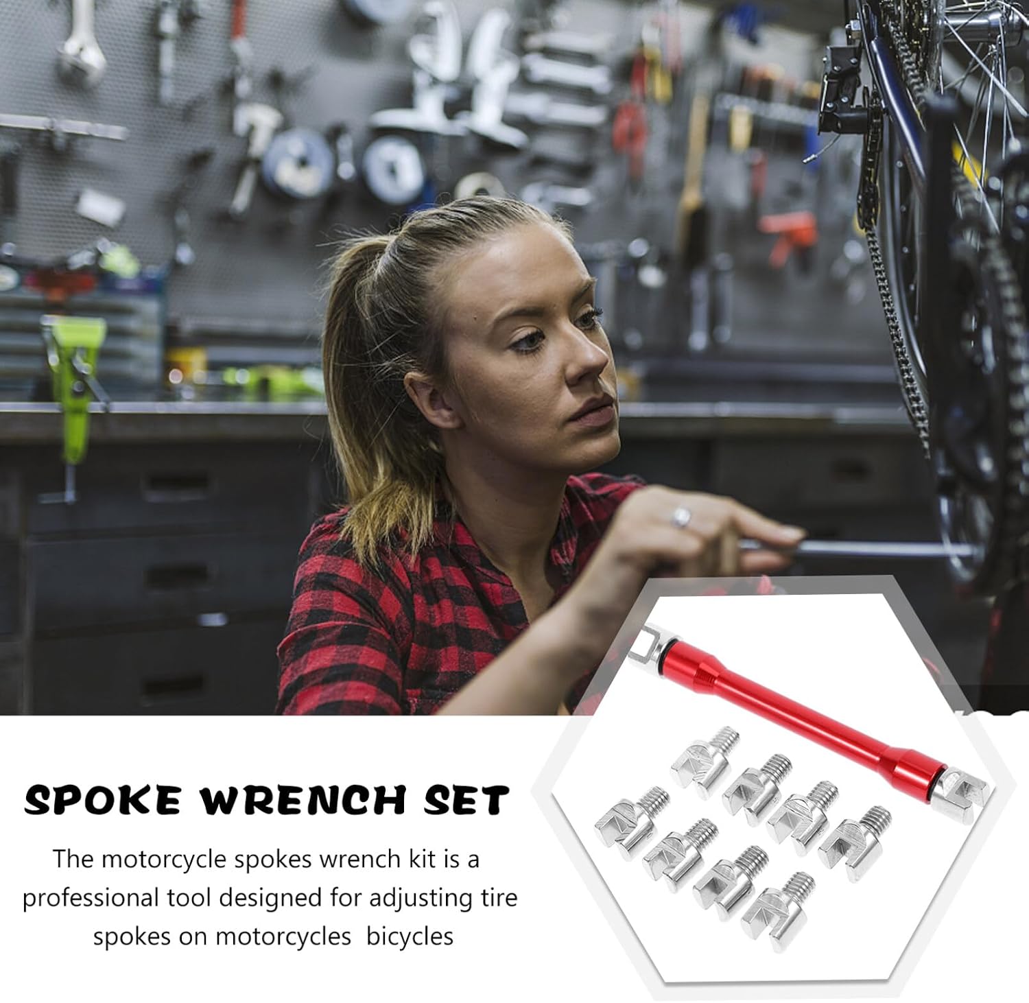 OUNONA 1set Motorcycle Spokes Wrench Set Tool for Easy Wheel Maintenance User-friendly Design Interchangeable Tips Essential for Diy Enthusiasts and Mechanics