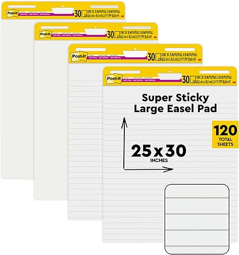 Post-it Almohadilla de caballete súper adhesiva, ideal para profesores virtuales y estudiantes y almohadilla de caballete súper adhesiva, 25 x 30