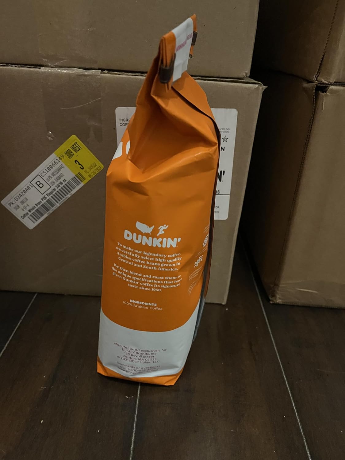 Dunkin' Donuts Whole Bean Coffee 5 x 1 LB Total 5 LB