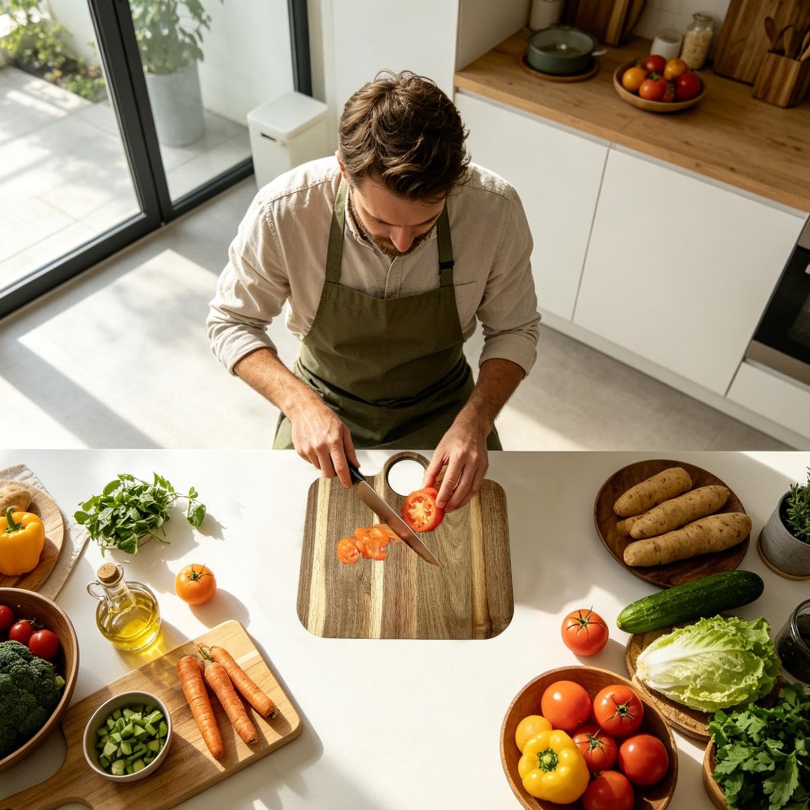 Tabla de Cortar Bandeja Decorativa para Cocina | Tabla de Madera para Queso para Carne, Verduras, Fruta, Queso, Aperitivos, Cocina y