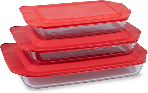 Pyrex Basics 3-Pack Glass Baking Dish Set (2QT, 3QT, 4.8QT)