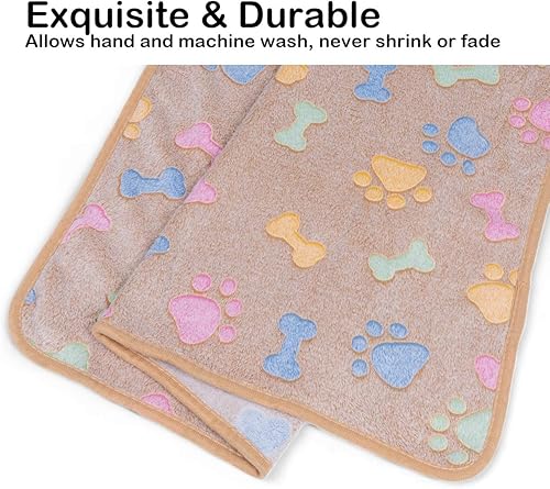 Miniatura 5 de Dono 1 paquete de 3 mantas para perros grandes de 50 x 40 pulgadas, manta de cama de forro polar súper suave con estampado de huesos de patas para