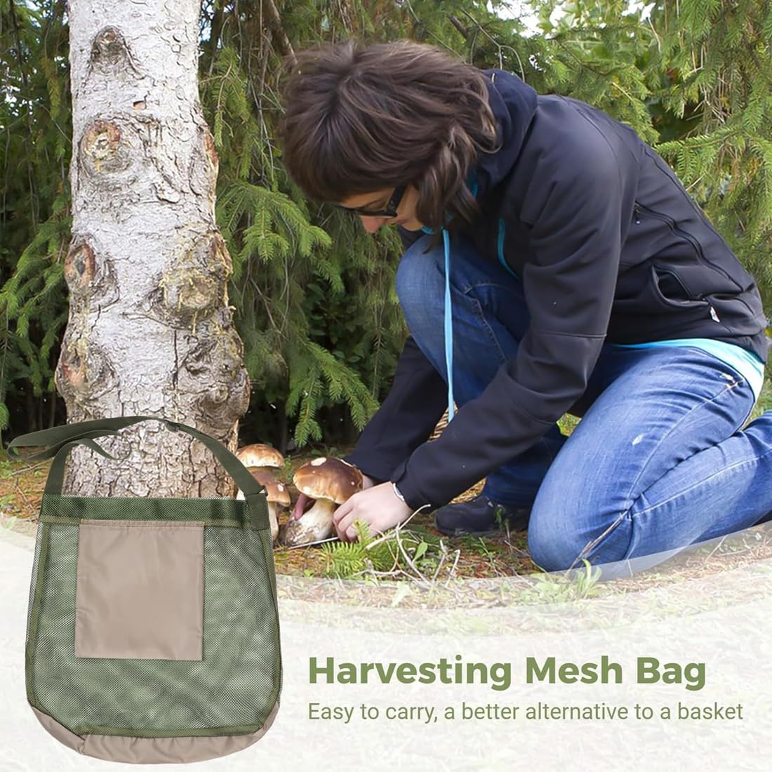 IKOPFLN Mochila Setas Bolsa Para Setas Bolsa De Caza De Setas Bolsa De Búsqueda De Hongos Bolsa De Caza De Hongos Con Cinturón De Hombro Ajustable Bolsa De Almacenamiento De Verduras