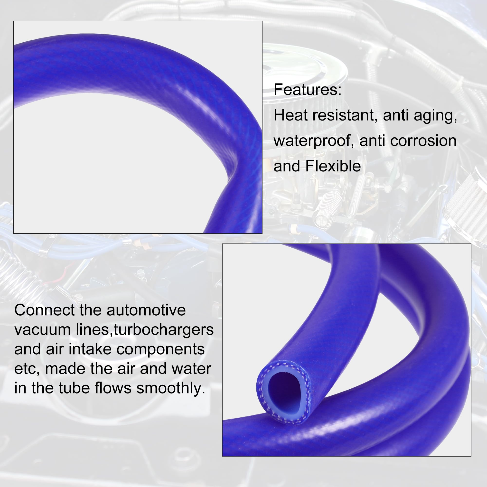 QUARKZMAN Macchina Silicone Vuoto Tubi Tubo Linea Blu ID 16mm 3.28ft Lunghezza