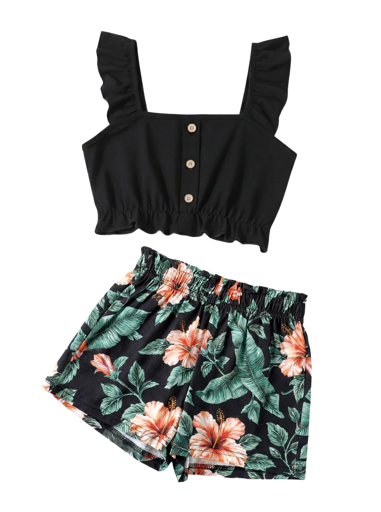 Girls Summer Outfits Striped Shirt and Short Sets