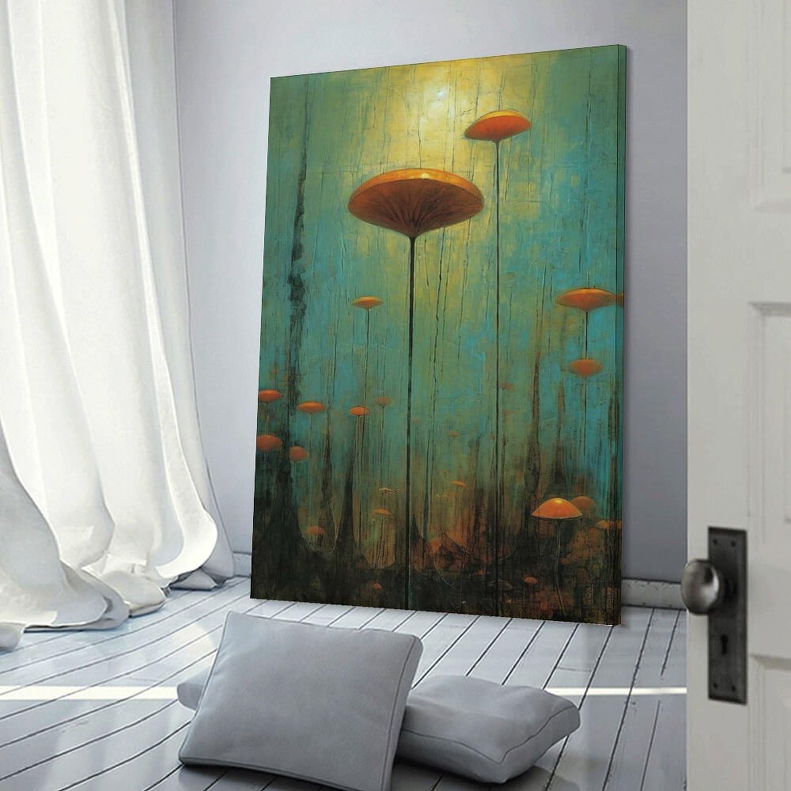 Junmoney Room Decor Wall Art Surreal Mushroom Forest, 08x12inch(20x30cm), for Home Office, Desk Area Or Studio, An Interior Accent for Desk Areas