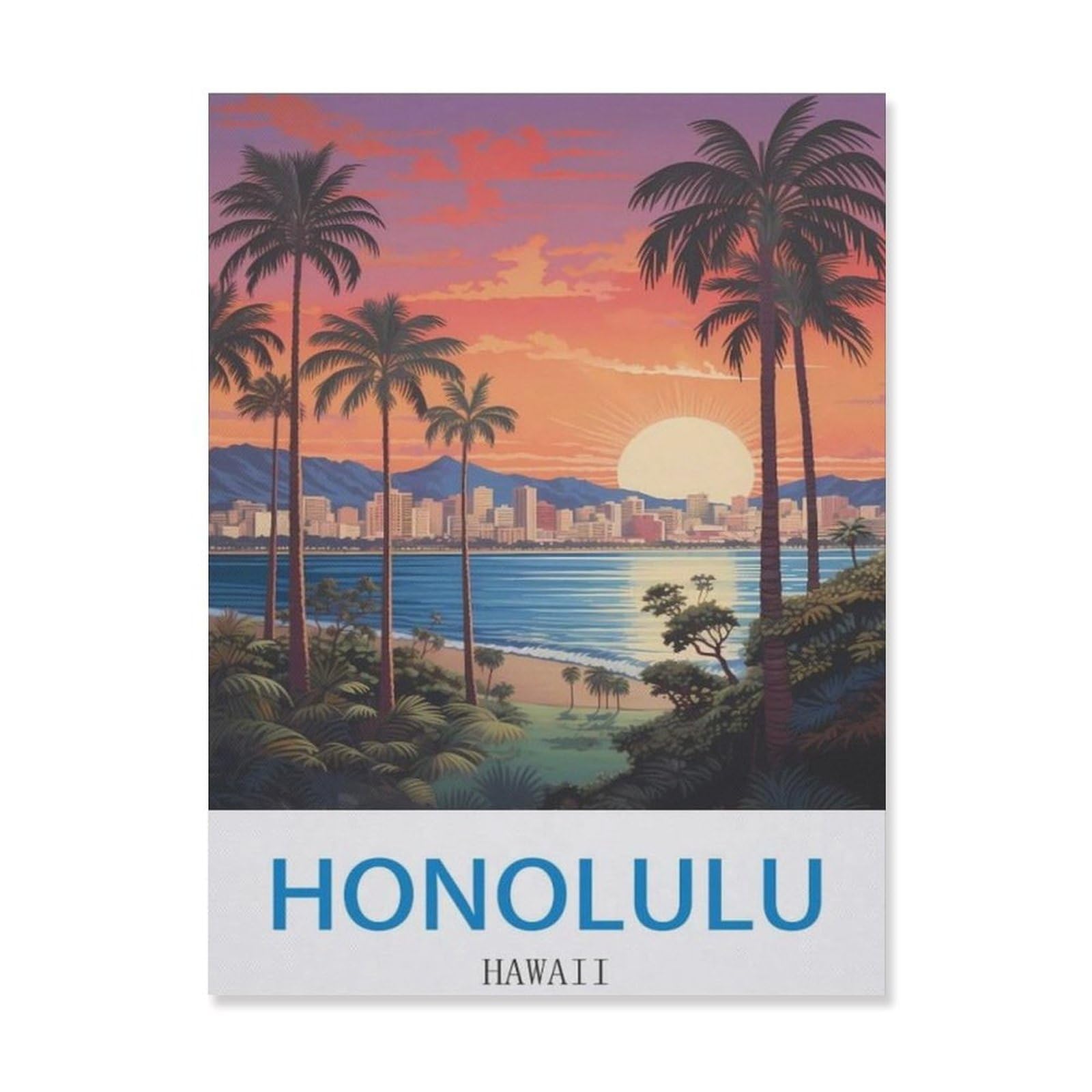 Tin Sign，Honolulu Hawaii，Personalized Tin Sign Vintage Sign for Wall Outdoor, Indoor, Street, Office, Home,Bar Man Cave Decor(15x30cm）6x12 inch-EF20