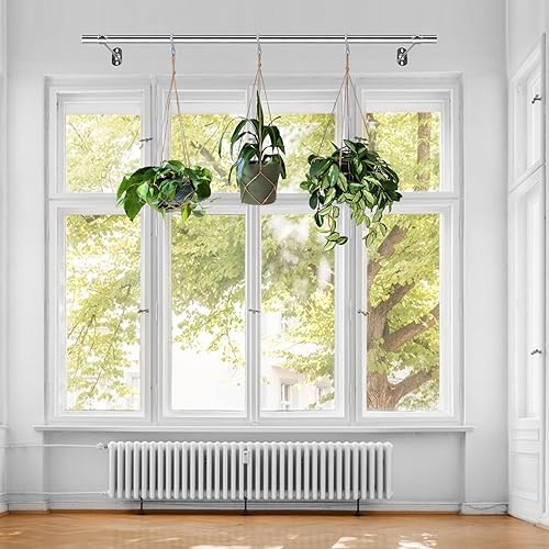 Miniatura 4 de Maceteros colgantes para plantas de interior, colgador de plantas para interiores con maceta colgante de pared, ventana, estante flotante de acero