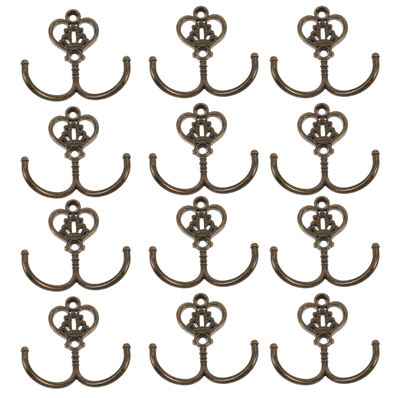 Crochets muraux or antique double fourche pour rangement mural de vestiaire