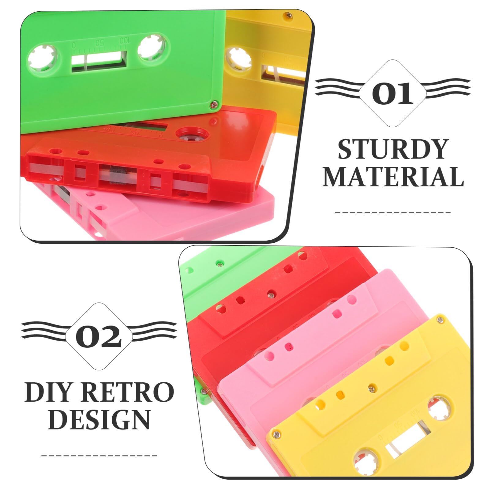 NUOBESTY Custodie in plastica per cassette audio, 4 pezzi, nastro per cassette vuote, nastri audio vuoti colorati