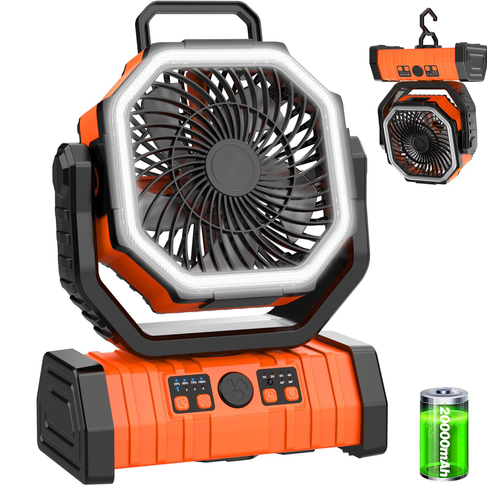 Ventilateur camping rechargeable contre la chaleur sous la tente sans prise