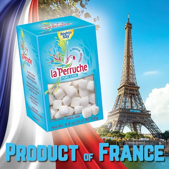 La Perruche Pure Cane White Sugar Cubes (250g/8.8oz box) | Ideal Sugar Cubes for Teas | Pack of 1