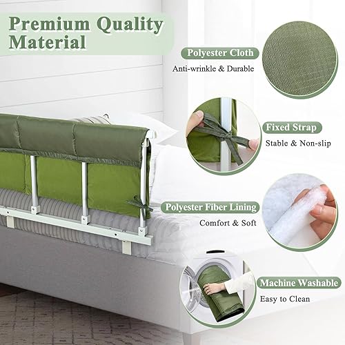 Miniatura 2 de Fundas para rieles de cama para adultos mayores, almohadillas para rieles de cama de hospital, protector de barandillas de protección, barandilla de