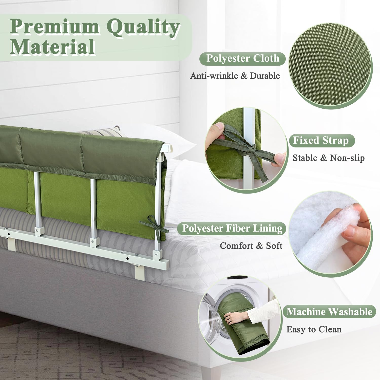 Coperture per sponde del letto per anziani e adulti, imbottiture per binari per letto ospedaliero, protezione per ringhiere mediche imbottite, copertura per guide laterali per adulti (121,9 cm)