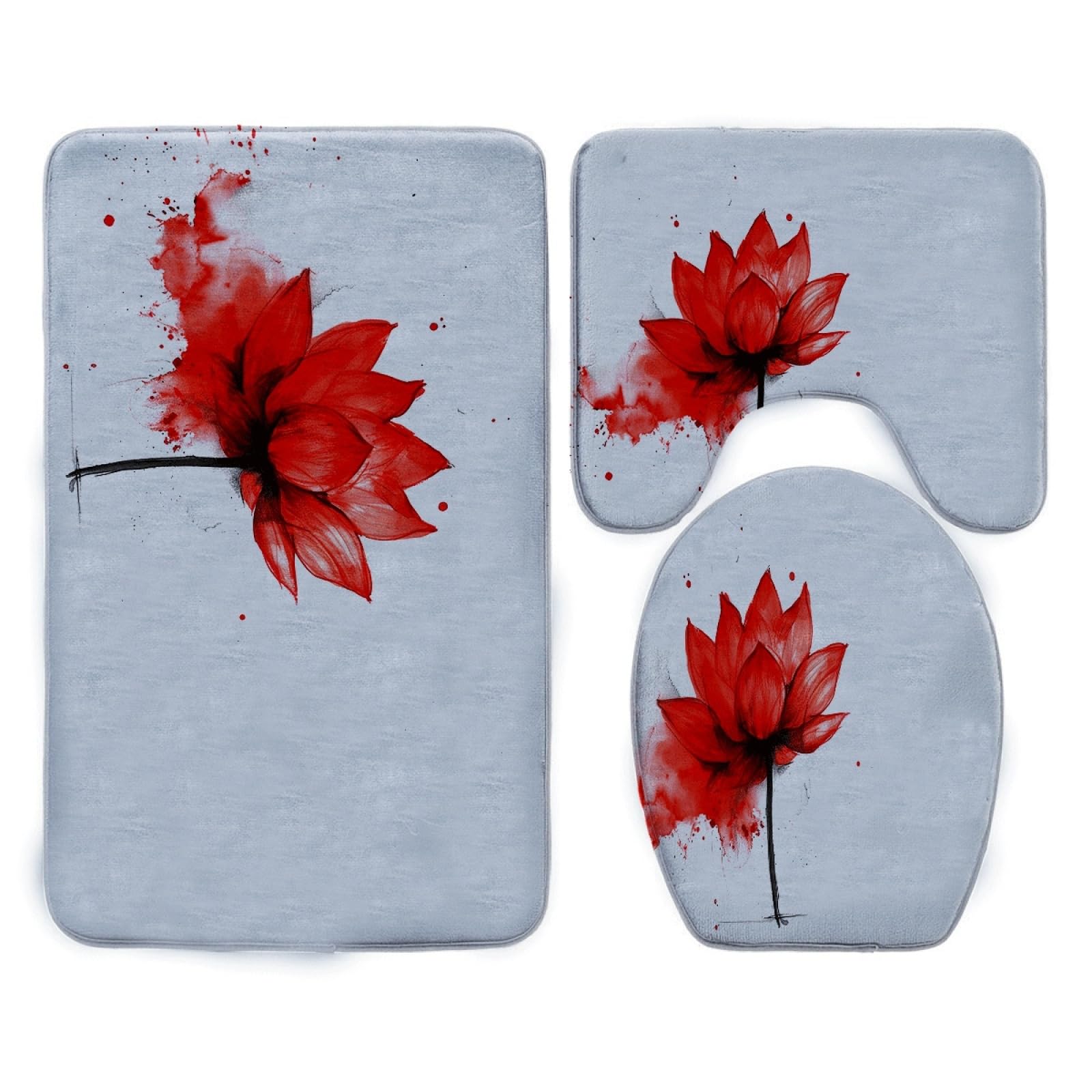 Tapis rug antiderapant rouge 45x75cm paillasson lavable pour cuisine salon