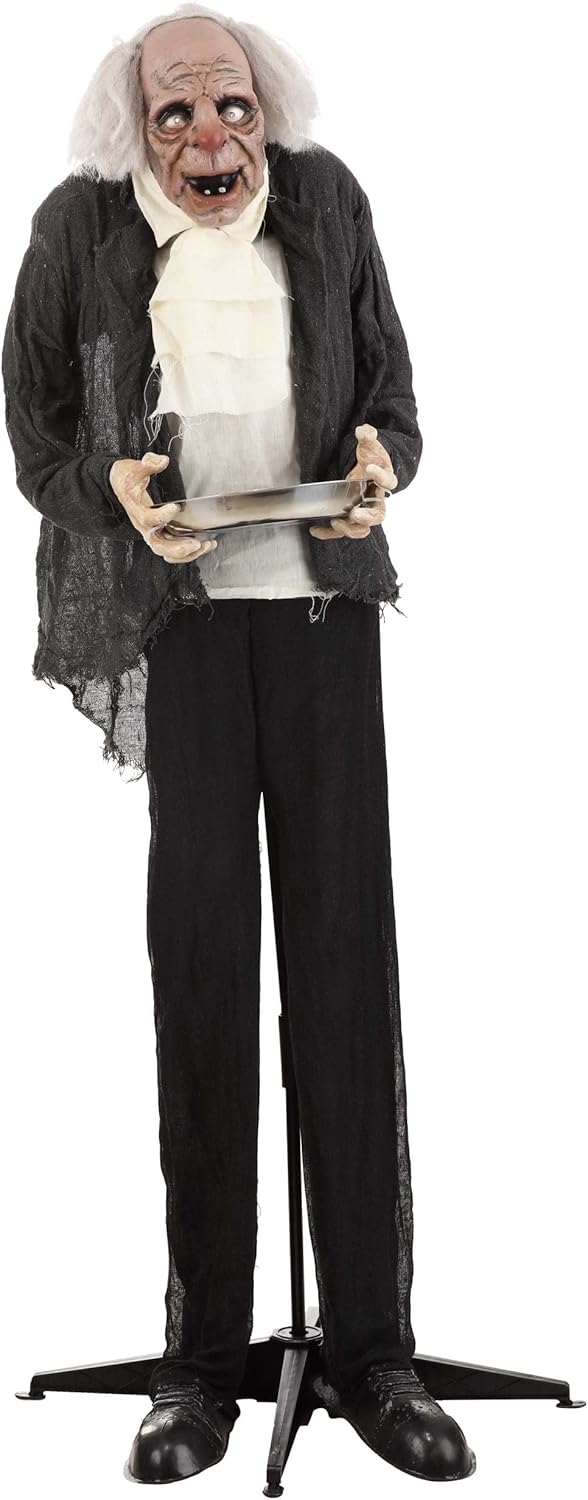 Fun Costumes 8ft Animated Life-Size Old Man Greeter Decoration | Halloween Prop with Sound & Motion Standard