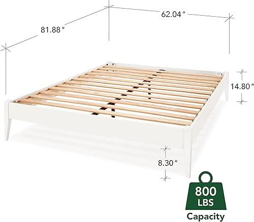 Miniatura 90 de Bme Dinkee - Base de cama de tamaño matrimonial sin cabecera, 15 pulgadas, minimalista y moderna, madera de acacia, 12 listones de madera para