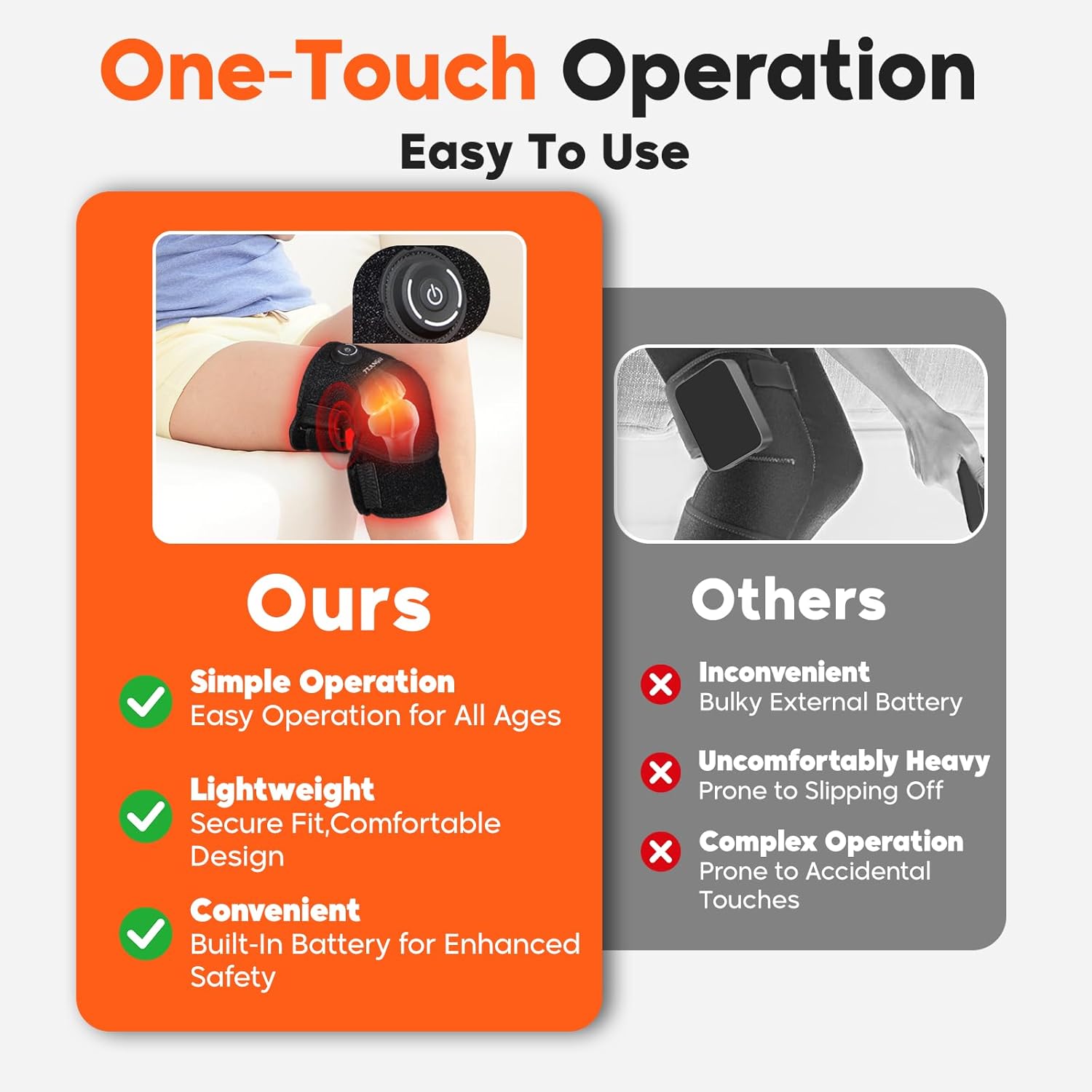 Red Light Therapy for Knee Brace, Knee Heating Pad for Pain Relief, Cordless Infrared Light Therapy Knee Wrap, 660nm & 850nm Red for Body/Joint/Shoulder/Elbow, Gifts for Women Men (2 PCS) - Image 5