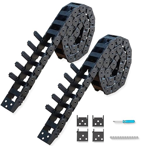 2 cables de cadena de arrastre de 39.3 pulgadas, de plástico, negro, tipo abierto para fresadora CNC e impresora 3D, cable portador de alambre con 1