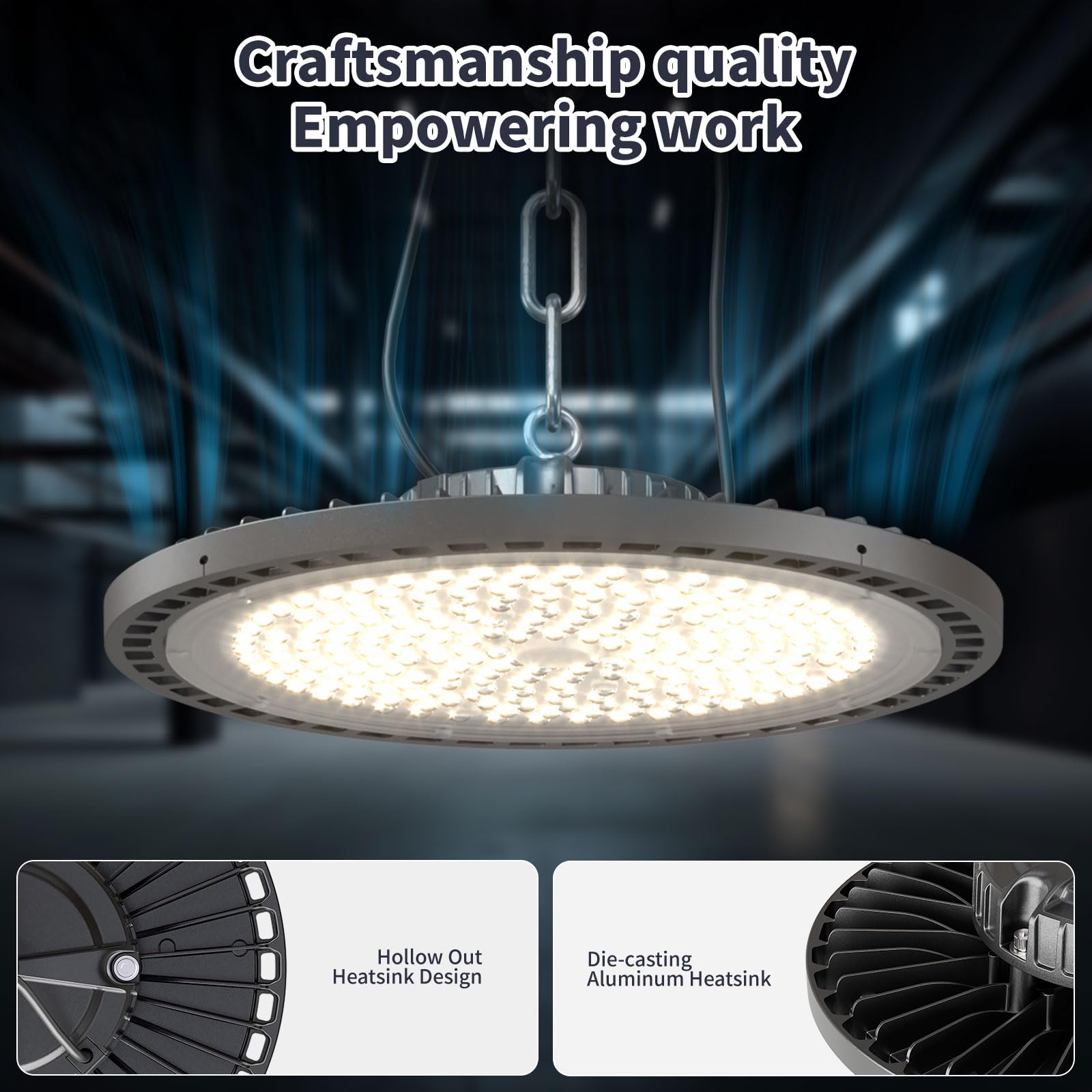 6 Pack UFO LED High Bay Light 0-10V Dimmable 150W 27000LM 5000K - High Bay LED Shop Light — view 6