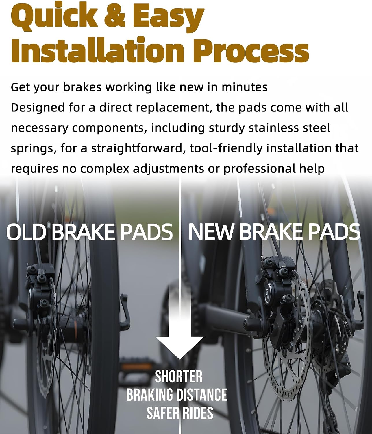 2 Pairs E-Bike Brake Pads for Ridstar Q20 MINI / H20 / Q20 Lite, Metallic Front & Rear Disc Brake Pads Set, Quick Installation & Quiet Braking