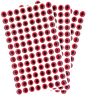 Sanhu 12mm, 3D Fish Lure Eyes, 300 Pcs Red Realistic Design, for DIY Fishing Lures or Bait Making,Ideal for Customizing Jigs, Crankbaits & Swimbaits
