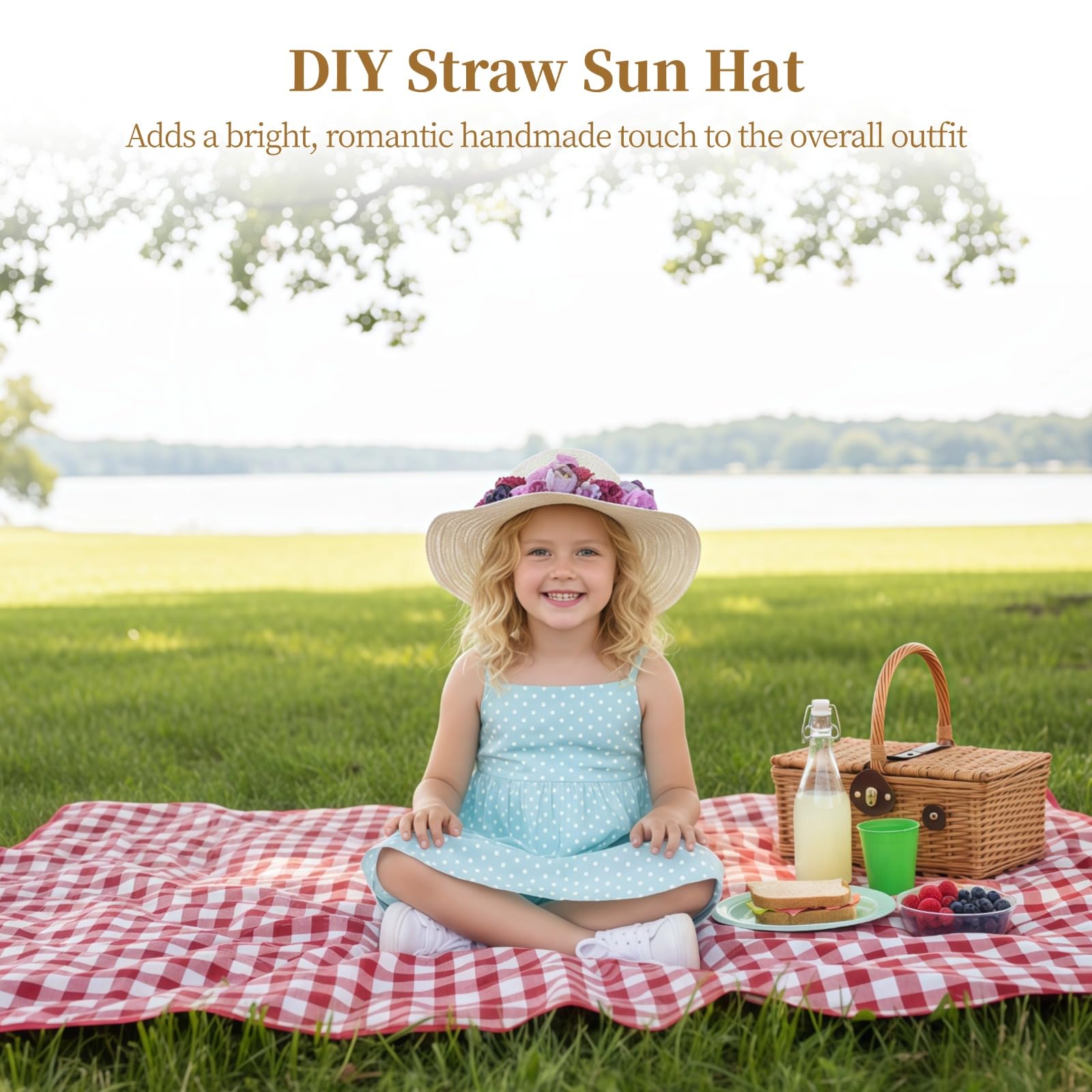 Kit de 70 sombreros de paja para bricolaje, 10 sombreros de paja y 60 flores sintéticas surtidas, sombreros en blanco pintables para fiestas de té, camping, picnics, viajes a la playa y