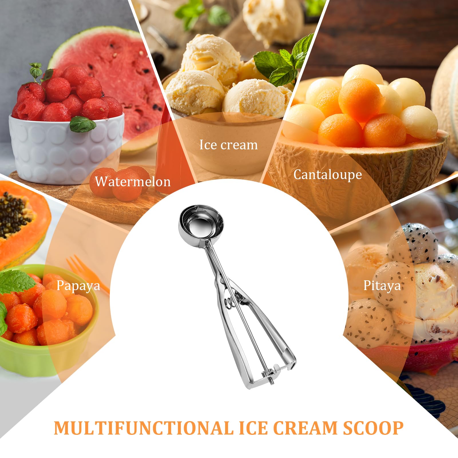 LightBeacon Eisportionierer Edelstahl 5cm - Eislöffel Mit Auslöser Für Perfekte Eiskugeln