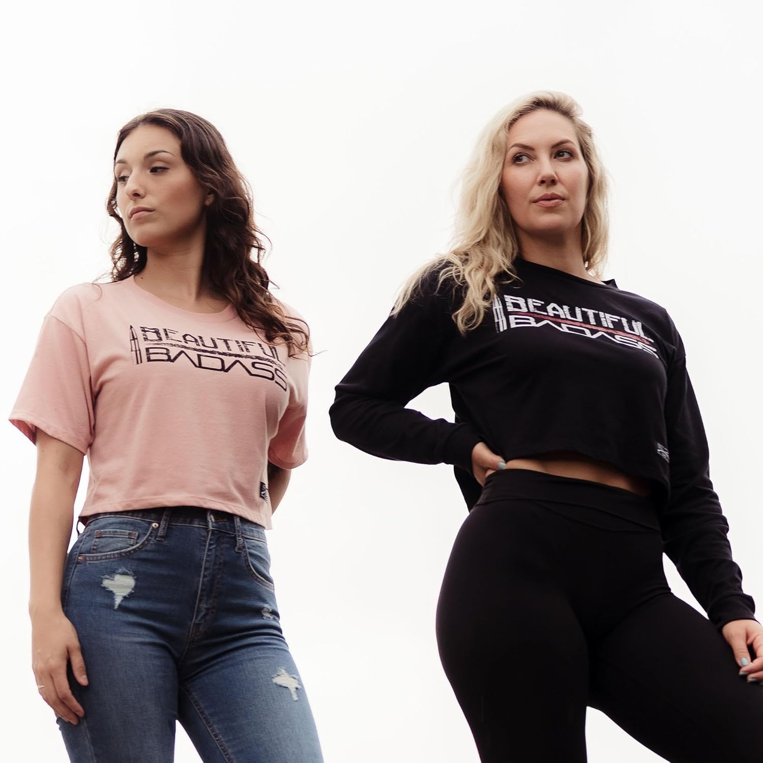 Grunt Style Beautiful Badass Women's Cropped Long Sleeve T-Shirt - Image 6