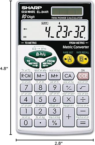 Miniatura 2 de Sharp EL344RB EL344RB Calculadora de billetera de conversión métrica LCD de 10 dígitos
