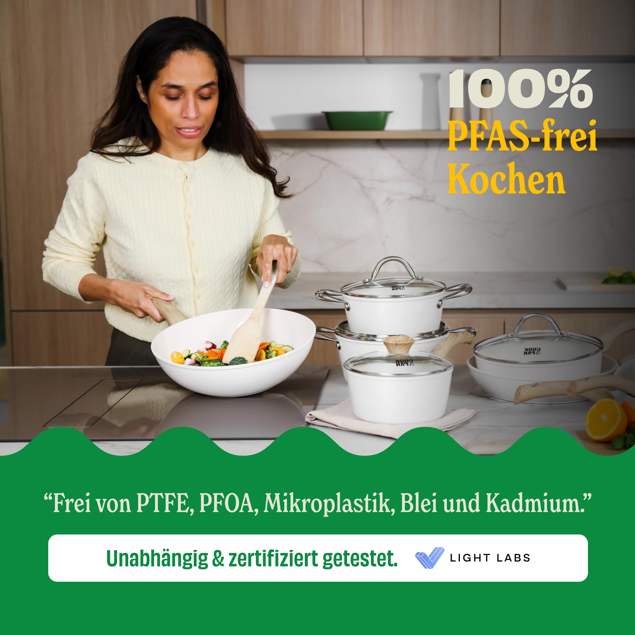 Cook&Pan Pfannenset Induktion - Keramikpfanne PFAS & Teflon frei - 3-teilig