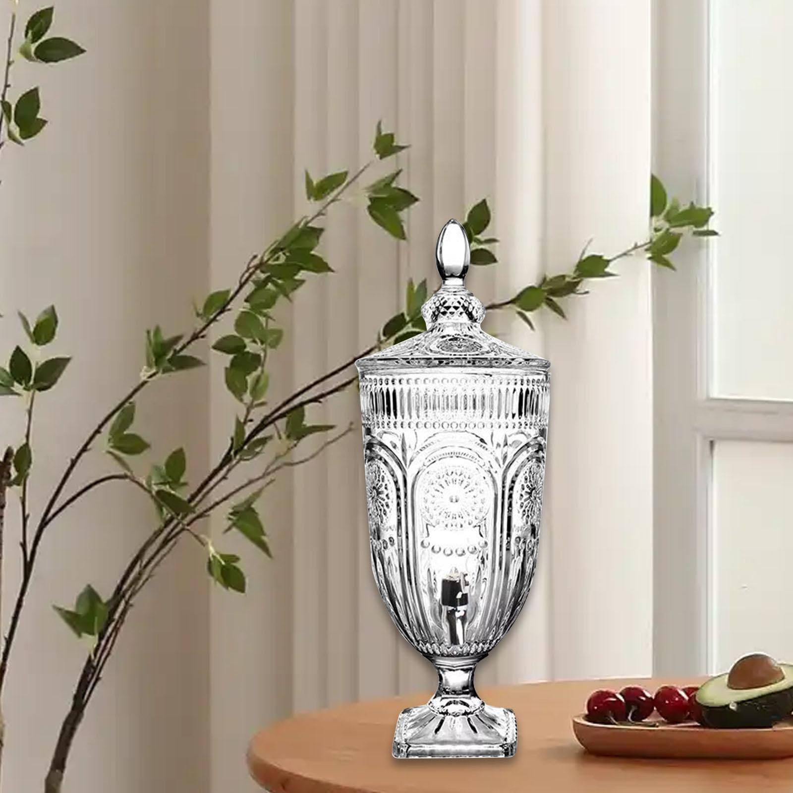 Qianly Jarra de Agua Fría de Vidrio para Té Leche Café con Relieve Y Asa Práctica Adecuada para Cenas Celebraciones Restaurantes Mesa de Comedor, Girasol, Individual