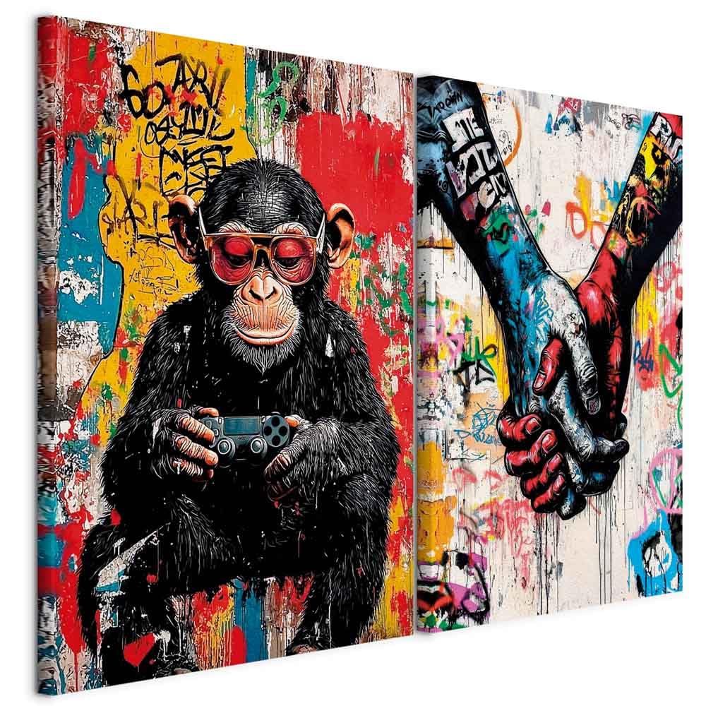 murando - Set di 2 Quadri Componibili Hip-hop Arte 80x60 cm Ciascuno delle Dimensioni di 40x60cm - Collage 2 Pezzi - Decorazioni da Parete - Quadro Moderno Decori - Urbana Colorata i-H-10017-b-a