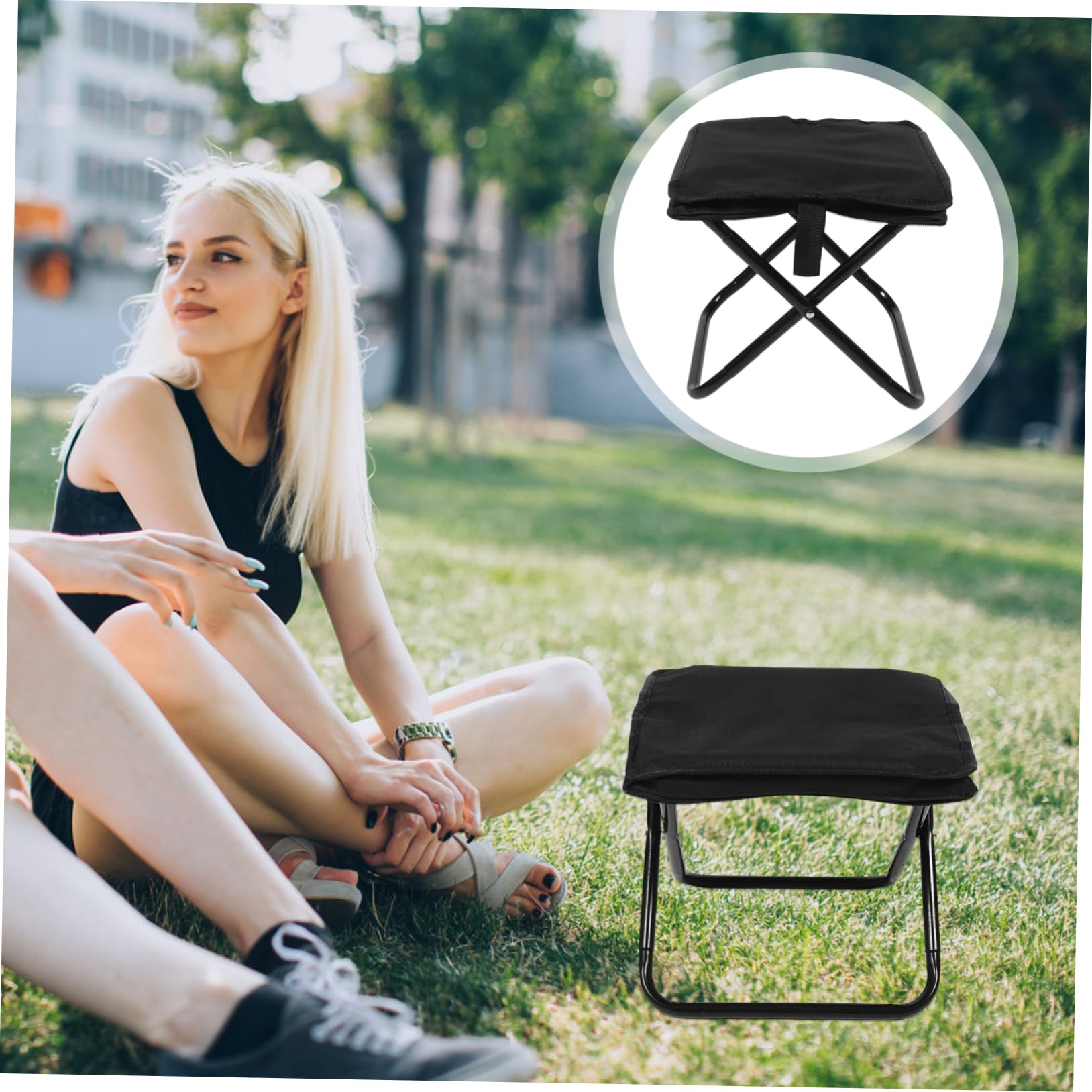 GRIRIW Portable Folding Camping Stool Lightweight Collapsible Chair for Hiking Fishing Picnics Bbqs Space Saving Design for Outdoor Activities Easy to Carry and Comfortable