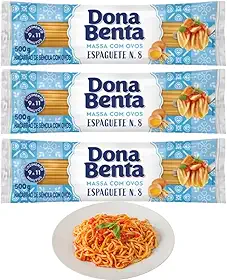 Kit Com 3 Pacotes de Macarrão Espaguete Dona Benta 500g Massa Com Sêmola e Ovos Cozimento de 9 a 11 Minutos