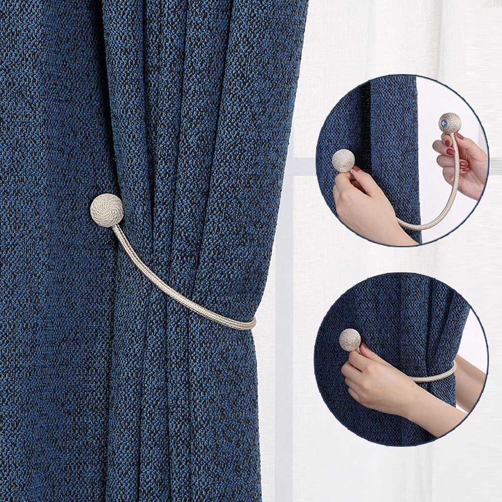 Embrasses de Rideaux magnétiques, Clips de Boucle de Rideau Attaches de Corde de draperie avec Aimant Puissant pour Le café de l'hôtel à la Maison, 2 pièces