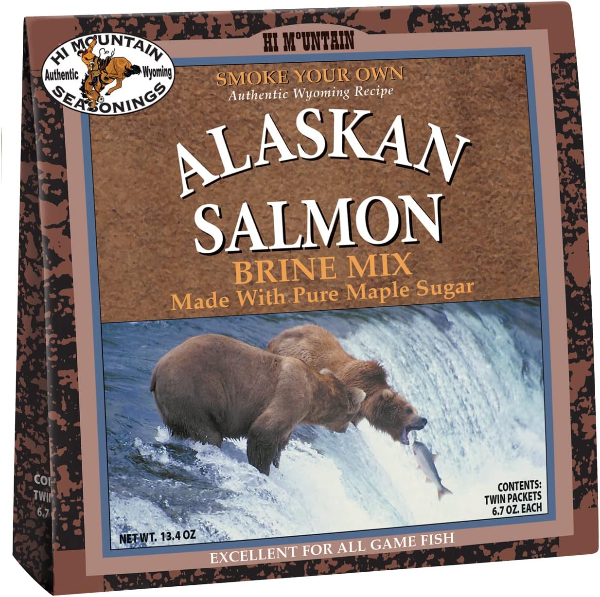 Hi Mountain Seasonings Fish Brine Mix | ALASKAN SALMON | Salmon Brine for Smoking | Create Delicious Smoked Salmon | Includes Two Brine Seasoning Packets
