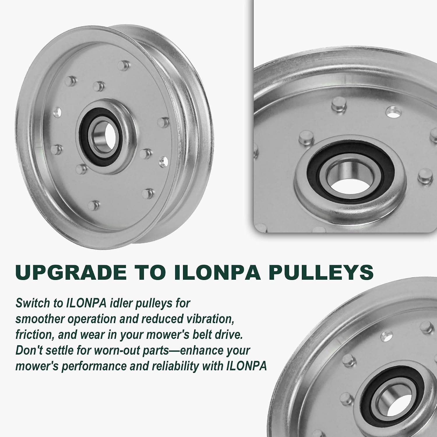 ILONPA 756-04511B 756-05042 Flat Idler Pulley Set Kit for Troy Bilt Mustang XP 42" 46" 50" 54" Deck 756-04511 Z6600 RZT-L50 RZT-L54 RZT-S50 RZT-S54 (3 Pack)