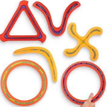 Liberty Imports 6 PCS Flying Ring Combo Pack Sports Plastic Pro Discs, Rings and Boomerangs - Lightweight Sports Outdoor Games Toys for Kids and Adults