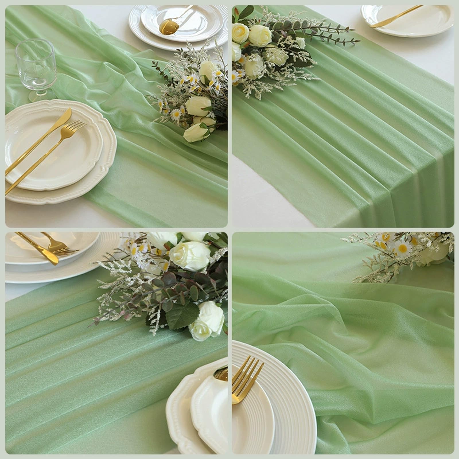 Camino de mesa transparente de tul marrón oscuro, tela de encaje de temporada, cortinas para manualidades, bodas, cumpleaños, fiestas, picnics, decoración de Navidad, 10 paquetes (90 x 400 cm)