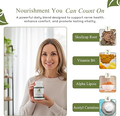Miniatura 4 de Neuropatía - Mezcla natural para un alivio óptimo del dolor nervioso y bienestar, ácido alfa lipoico, L-carnitina, vitaminas B6 y B12, raíz de