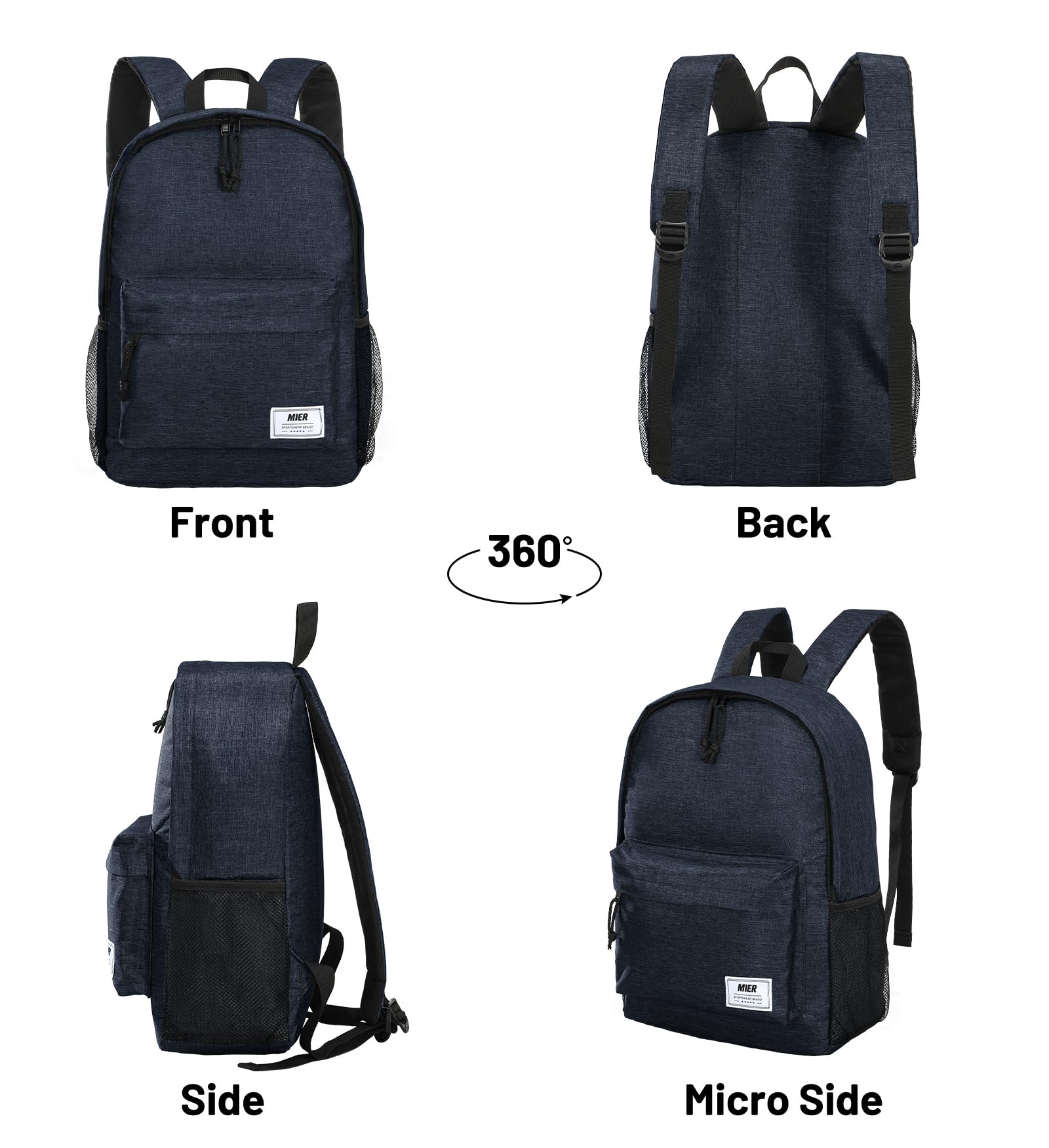 MIER Petit sac à dos isotherme étanche avec glacières, léger et mignon pour le travail, les pique-niques, le camping, les excursions au parc, 15 L, bleu foncé