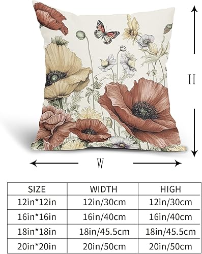 Miniatura 6 de Juego de 2 fundas de almohada florales de primavera de 18 x 18 pulgadas, fundas de almohada vintage de flores silvestres, fundas de almohada