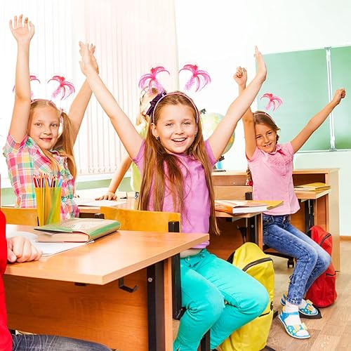 Miniatura 6 de WILLBOND 6 diademas con pompones envueltos en oropel, para el cabello, plumas locas para disfraz de mascarada, 6