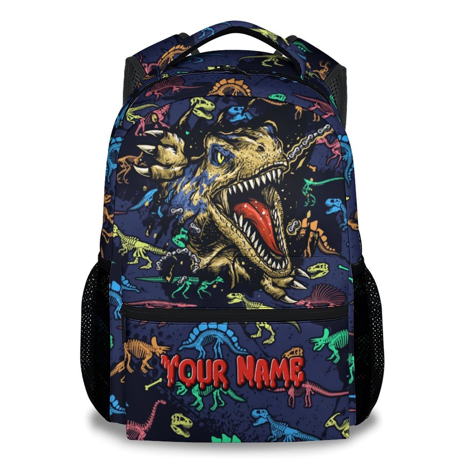 KNOWPHST Boys Backpack - Personalized Cool Dinosaurs Bookbag for School, Travel - 17 Inch Custom School Bag for Kids