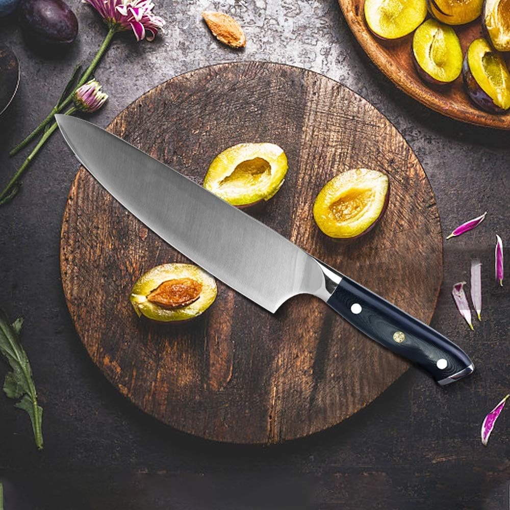 MAYiT Meat Cleaver Knife, Kitchen knife 8 Inch Chef Knif 7Cr17 440C High Carbon Stainless Steel German G10 Handle Santoku Meat Cleaver knife Cooking Tool