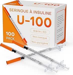 0.5ml/cc 30G Insulin Syringes 5/16 Inch (8mm) with Needle, Individually Wrapped, Pack of 100
