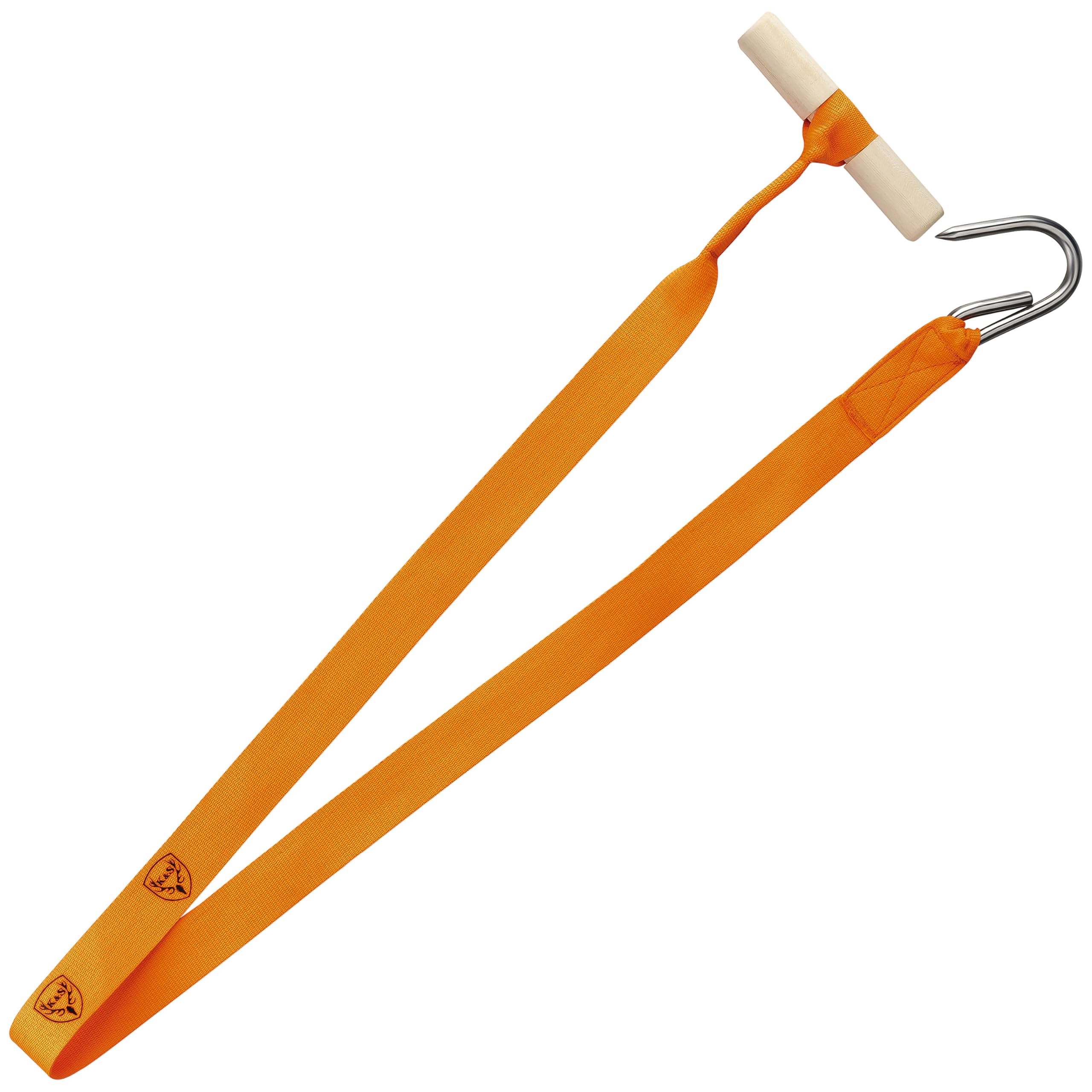 K&S Wildkameras Cintura per selvaggina Selvatica, Deer Drag, Aiuto per Tirare Cervi Cinghiale, con Gancio in Acciaio Inox, Arancia